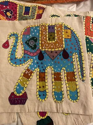 Cushion Cover 16 X16  Indian Elephant Patchwork Square Bright Blue Elephant • £0.99