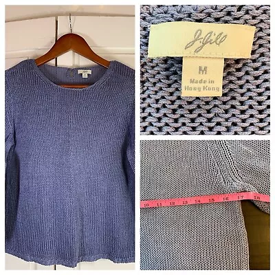 J. Jill Sweater Women's Medium 3/4 Sleeve Round Neck Boxy Knit Top Blue Coastal • $18