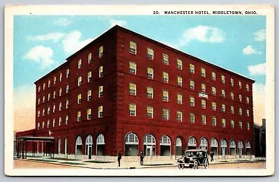 Middletown Ohio~Downtown Manchester Hotel~Vintage Car~People Walking~1920s PC • $8.99