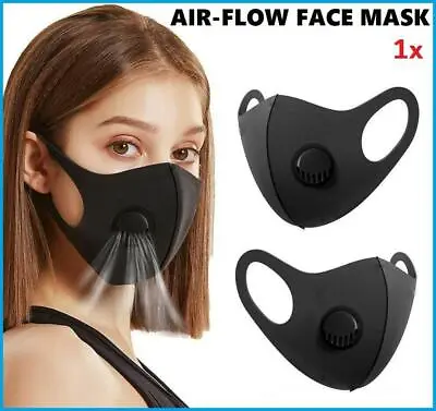 Air Flow Face Mask Surgical Disposable Reusable Washable Black Face Masks UK • £1.78