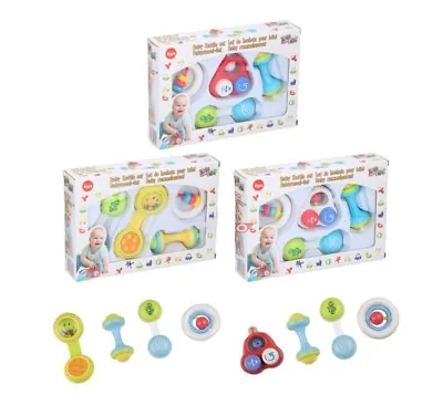 4 Piece Baby Rattles Set Toddler Infant First Toy Rattles Grab Spin Shaker Music • £8.99