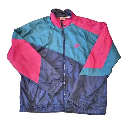 Vintage Nike Track Athletic Jacket 90s Purple Green Colours S Small Swoosh  • $49.90