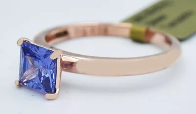 LAB CREATED 0.86 Cts AAA TANZANITE RING .925 Silver (Rose Gold Finish) - NWT • £15.66
