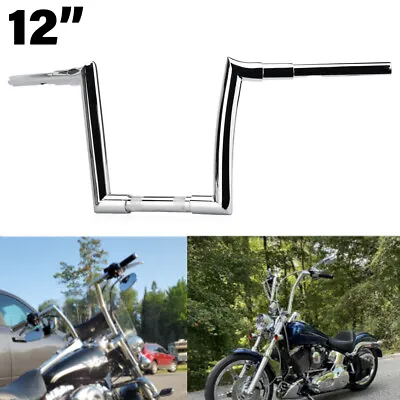 12  Rise Motorcycle Horn Ape Hanger Handlebar Chrome For Harley Road Glide FLTRX • $116.88