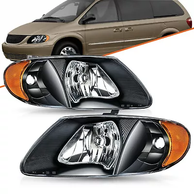 $69.99 • Buy Pair Headlights For 2001-2007 Dodge Caravan Chrysler Town&Country Black Headlapm