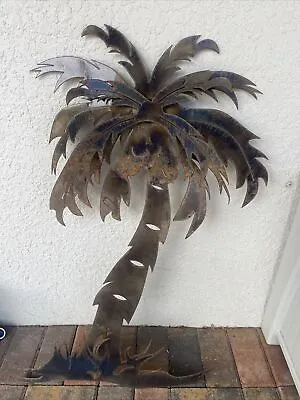 Mid Century Art Deco Palm Tree Metal Wall Art Décor 3D 35” • $50