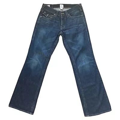 True Religion Billy Jeans Flaps Dark Wash Men’s Size 32 X 34 Blue USA Made • $49.99