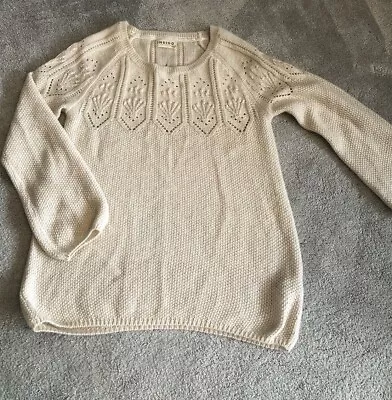 Marks And Spencer Indigo Pretty Cream Mohair Lamdswool Mix Jumper Size 10  • £12