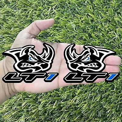 LT1 Rhino Custom Emblem Badges Set Of 2 Blue Eye Racing Performance ￼Fender Set • $46.49