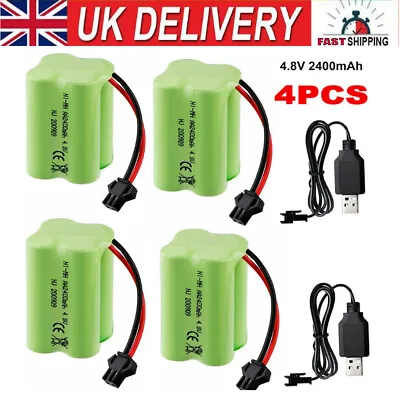 4x 4.8V 2400mAh Ni-MH AA Battery Pack Rechargeable SM-2P Plug USB Charging Cable • £24.69