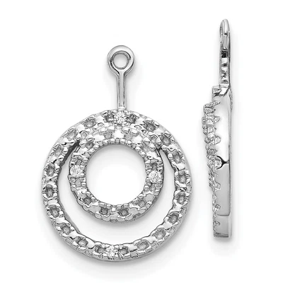 $233.99 • Buy 14k White Gold Double Circle Diamond Earring Jackets