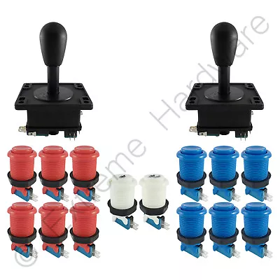 £29.99 • Buy 2 Player Arcade Control Kit 2 Bat Top Joysticks 14 Buttons Red/Blue JAMMA MAME