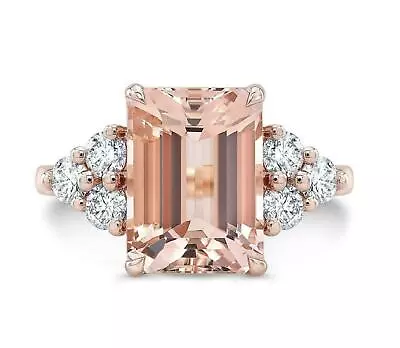 5ct Emerald Morganite Ring Rose Gold Plated Solitaire Simulated Diamond Accent • $49.99