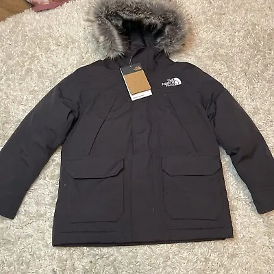 North Face Boys McMurdo Parka Waterproof 600 Fill Fur Hood Black Size Medium 10 • $230