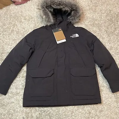 North Face Boys McMurdo Parka Waterproof 600 Fill Fur Hood Black Size Small 7/8 • $230