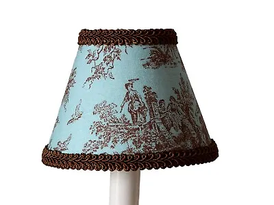 Blue & Chocolate Toile Chandelier Shade 5  Mini Lamp Sconce Shade • $5