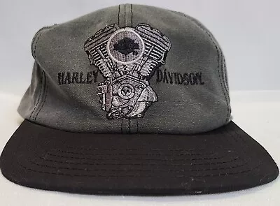 Harley Davidson Vintage Gray Black Embroidered Logo Snapback Baseball Hat Cap • $25