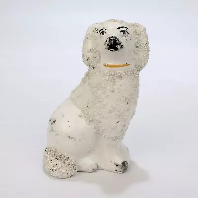 Antique Miniature Staffordshire Pottery Spaniel Dog Figurine With Confetti Fur • $295
