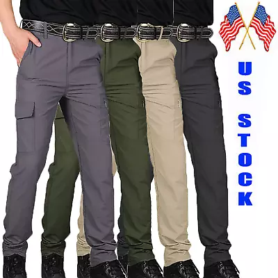 Mens Cargo Work Pants Tactical Combat Pants Outdoor Hiking Waterproof Trousers • $26.59