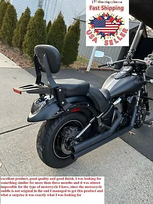 BLACK Sissy Bar Backrest With Luggage Rack For Kawasaki Vulcan 900 VN900 06-2023 • $128