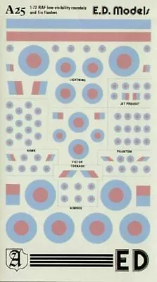 Almark A25 1/72 RAF Low Visibility Roundels And Fin Flashes Model Decals • £4.50