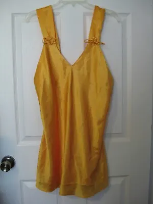 $24.95 • Buy Vintage Val Mode Yellow Liquid Satin Slip Dress Nightie Lingerie Size Large