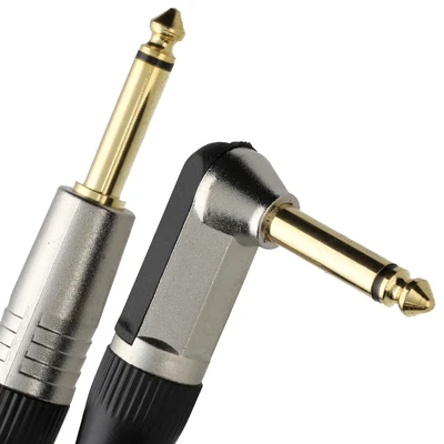£5.09 • Buy 2m GOLD Right Angle MONO Jack 6.35mm 1/4 Inch Guitar/Amp Cable Lead [007931]