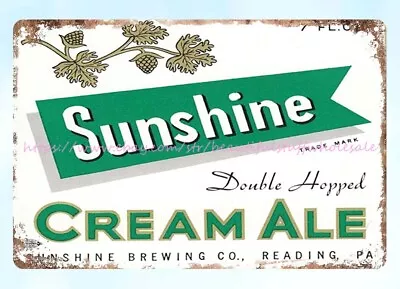 1950s 60s Sunshine Cream Ale Beer Sunshine Brewing Co Reading PA Tin Sign • $18.89