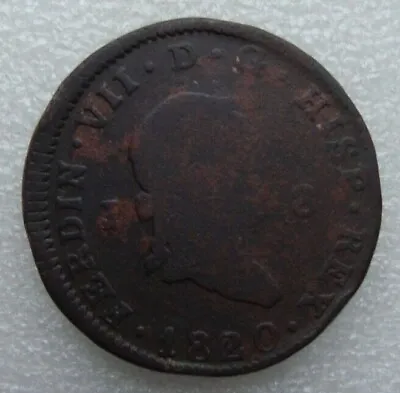 $3.99 • Buy Spain 8 Maravedis 1820 Ferdinand VII Copper Coin S9