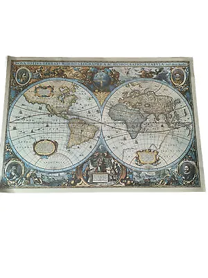 Vintage Map Of The World  Taken From  A Vintage Campaign Table 24in X 17in • £4