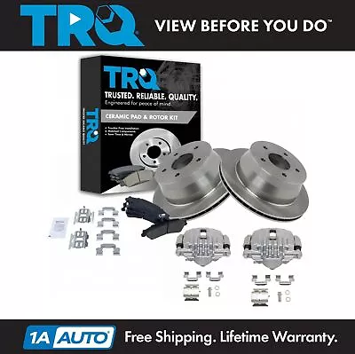 TRQ Rear Posi Ceramic Brake Pads Rotors & New Calipers Kit For Chevy GMC Truck • $224.95