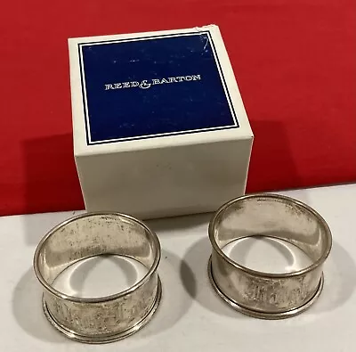 Vintage REED & BARTON Napkin Rings Holders Sterling Silver ENGRAVED NAMES In Box • $89.95