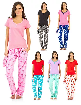 Ashford & Brooks Women's T-Shirt & Coral Fleece Pants Pajama Set With Eye Mask • £29.91