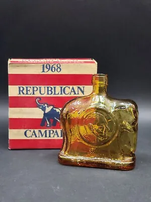 Wheaton President Nixon VP Agnew Republican Elephant Amber Glass Bottle • $10