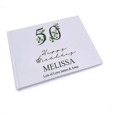 Personalised 50th Birthday Green Leaf Design Gift Guest Book GB-136 • £14.99