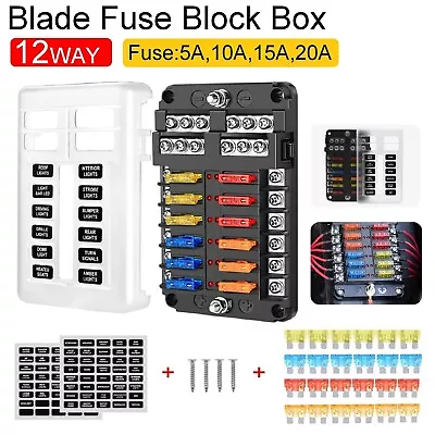 12 Way Blade Fuse Box Block 12V 32V Holder LED Indicator Car Auto Boat Marine AU • $33.99