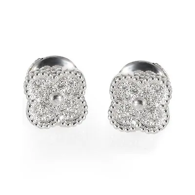 Van Cleef & Arpels Alhambra Earrings In 18k White Gold 0.16 CTW • $5395