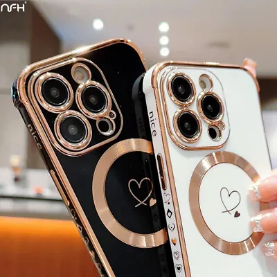 Cute Love Heart Shockproof Magnetic Case For IPhone 15 14 13 12 11 Pro Plus Max • $9.99