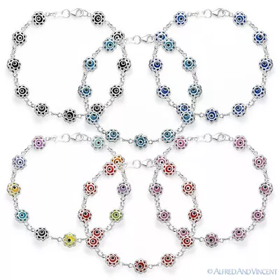 $15.99 • Buy Evil Eye Turkish Nazar Greek Mati Hamsa Judaica Charm Sterling Silver Bracelet