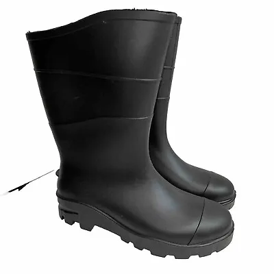 Black Rubber Waterproof Work Mud Boots Rain Farm Made In USA Mens Sz 8 Womens 10 • $24.57