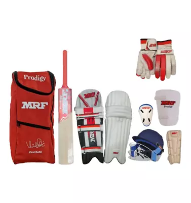 MRF Cricket Kit Prodigy Junior Boys Size 3 4 With Helmet Bat Legguard Bat Glove • £158.88