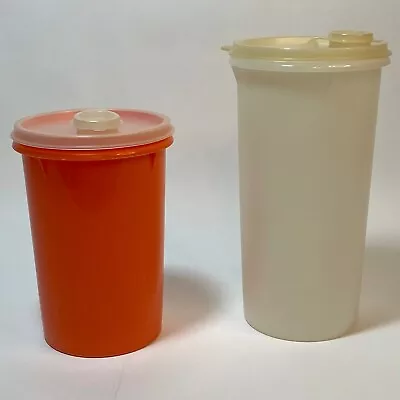 Vintage Tupperware 70s Handolier Sheer Canister/Orange Canisters Pour Lids  • $15.95