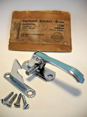 Vtg Chrome Hoosier Cabinet Cupboard Latch Door Pull Turquoise Lines Reversible • $35