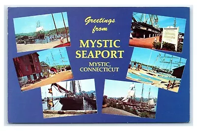 Postcard  Greetings From Mystic Seaport CT Multi View 1978 A31 • $1.99