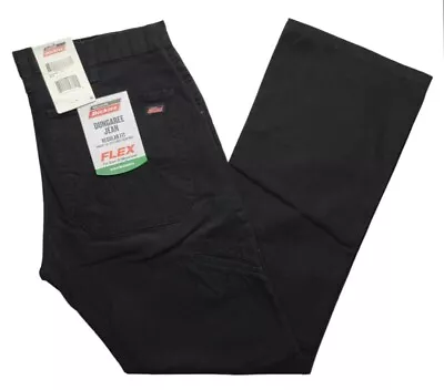 Genuine Dickies #11366 NEW Men Black Regular Fit Straight Leg Flex Dungaree Jean • $23.79