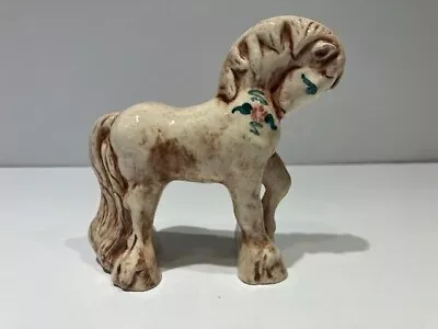 Vintage Ceramic Porcelain Prancing Horse Figurine Painted Flowers  • $16