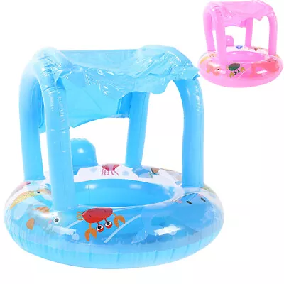 Baby Inflatable Pool Float Ring Baby Pool Float With Canopy Baby Swimming BiEvu • £10.43