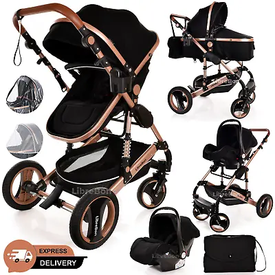 £195 • Buy 3 In 1 Pram Newborn Baby Buggy Set Travel System With Car Seat Folding Pushchair