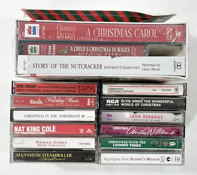 Vintage Christmas Cassette Tape Mixed Lot Of 16 Stories & Music Nutcracker ELVIS • $10.24