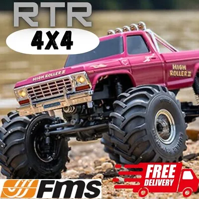 FMS FCX24 High Roller Smasher V2 1/24 RC Monster Jam Truck RTR 4x4 Radio Car Red • $164.99